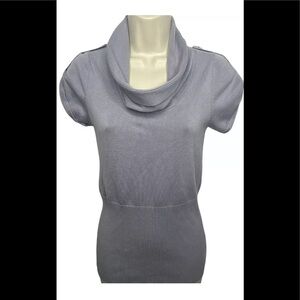 Derek Heart Juniors Knit Top Shirt M Light Gray Cowl Neck Short Sleeves Casual